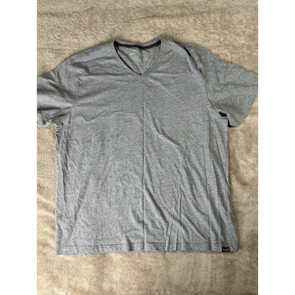 Eddie Bauer Mens Basic T-Shirt Gray V Neck,XL